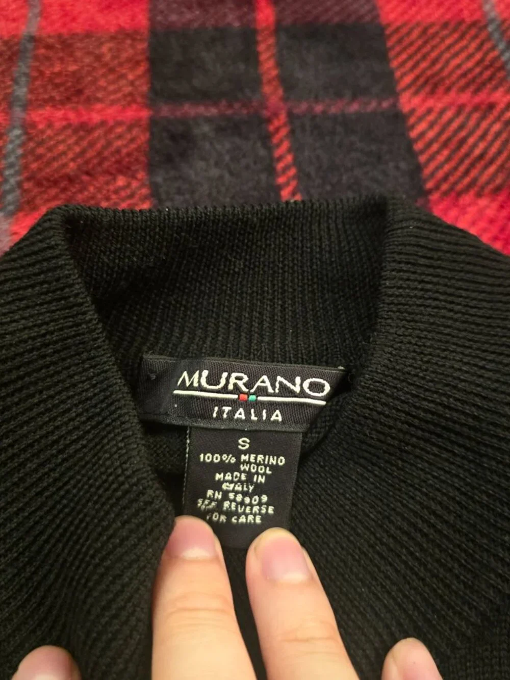 Murano Italia 100% Merino Wool Black Mock Neck Sweater Size S Made in Italy